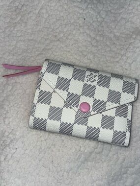 Louis Vuitton Damier Azur Compact Wallet with Pink Accents